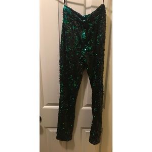 Sequined Green/Purple/Black Pants! So comfy!
